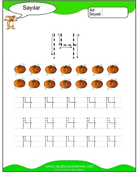 okul öncesi 1 sayısı çizgi çalışması